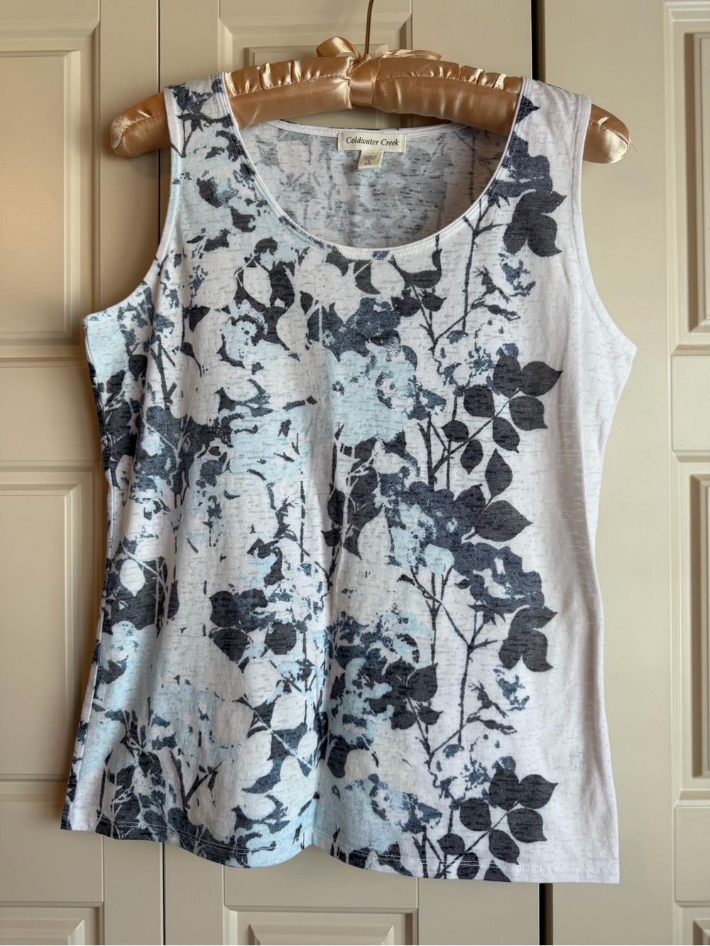 Coldwater Creek White Tank Top with Floral Print, S